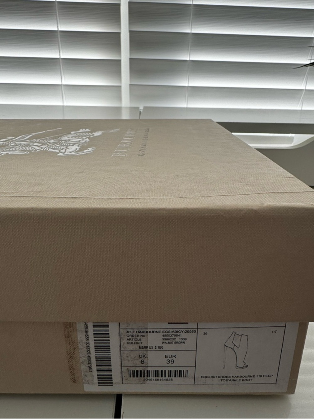 NIB Burberry Harbourne Suede Peep Toe Ankle Boots EU 39 Walnut Brown - Picture 3 of 11